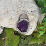 Metal Earth fioletowy kamień ręcznie wykonany wisiorek z plastrem ametystu. Oprawa plaster ametyst