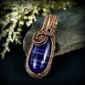 Blue Pearl Art wire wrapping wisiorek z fioletowym agatem wisior z kamieniem agat
