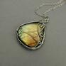 wisiorek serce z stal wisior z labradorytem wire wrapping