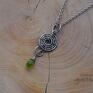 peridot, stal chirurgiczna, wire wrapping - wisiorek