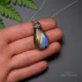Wisiorek, stal chirurgiczna, wire wrapping labradoryt