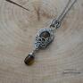 wire wrapping wisiorek kwarc piwny, stal chirurgiczna