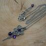 wisiorki kwiaty wisiorek kwiatki - wire wrapping, stal ametyst ametysty