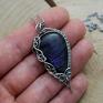 z, wire wrapping, stal chirurgiczna - wisiorek fioletowy labradoryt wisior