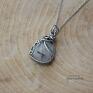 wisiorek kwarc z turmalinem, wire wrapping, stal chirurgiczna