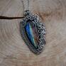 labradoryt wire wrapping wisiorek z fioletowo niebieskim