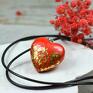 czerwone serce wisiorek wisiorki - czerwień i złoto serduszko