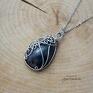 Wisiorek agat mszysty, wire wrapping, stal chirurgiczna