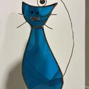 Witraż Mega Kocur - turkusowy kot w technice Tiffany