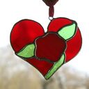 Serce Róża - witraż handmade Tiffany Pi Art