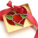 Serce Róża - witraż handmade Tiffany Pi Art