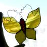 czerwone witraż witrażowy motyl promiennik słonecznikowy