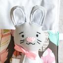 Minisie w śpiworku - Króliczek szary (ręcznie wykonana maskotka 10 cm)