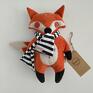 fox zabawki pomarańczowe lis z szalikiem w pasy wyjątkowy