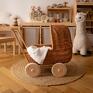 oryginalne wózek retro wiklinowy dla lalek naturalny pchacz na lalki