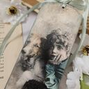 Zakładka decoupage w stylu vintage z pieskiem - ręcznie robiona Justyna Art