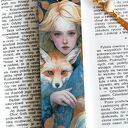 Drewniana zakładka do książki - Czarownica i lis