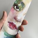 Zakładka papierowa Emerald Mist 2 - ręcznie malowana akwarela z portretem kobiety