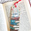 Drewniana zakładka do książki Makowa panienka - handmade dla dziewczynki