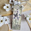 Zakładka kwiatowa decoupage z motylem (15 x 5 cm)