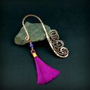 Miedziana zakładka do książki wire wrapping z agatem i chwostem