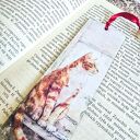 Zakładka do książki „Kot i pies” - drewniana, ręcznie wykonana metodą decoupage
