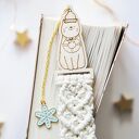 Makramowa do książki Świąteczny kotek | Zakładka z kotkiem