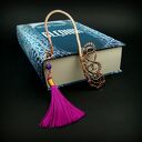 Miedziana zakładka do książki wire wrapping z agatem i chwostem