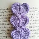 Fioletowa zakładka do książki Serduszka handmade na szydełku