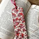 Zakładka do książki vintage: Różowe Esy Floresy - ręczne decoupage