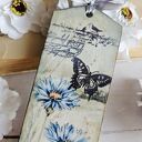 Kwiatowa zakładka do książki w technice decoupage - motyl i kwiaty