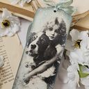 Zakładka decoupage w stylu vintage z pieskiem - ręcznie robiona Justyna Art