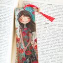 Drewniana zakładka do książki Makowa panienka - handmade dla dziewczynki