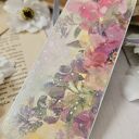 Zakładka decoupage z pieskiem - kolorowe kwiaty z drugiej strony