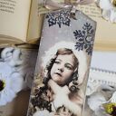 Zakładka świąteczna vintage - ręcznie robiona w technice decoupage (15 x 5 cm)