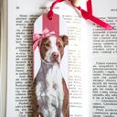 Handmade zakładka do książki - Kocham Cię piesku z pitbulem