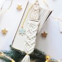 Makramowa zakładka do książki Świąteczny kotek | Zakładka z kotkiem