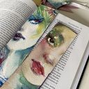 Zakładka papierowa Emerald Mist 2 - ręcznie malowana akwarela z portretem kobiety