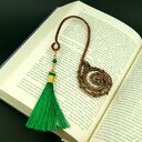 Zakładka do książki wire wrapping z malachitem i hematytem - zielony chwost