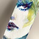 Zakladka papierowa Emerald Mist 1 ręcznie malowana akwarela