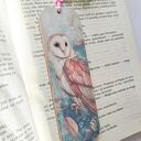 Zakładka do książki "Mądra jak sowa" - drewniana, pastelowe kolory