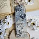 Zakładka świąteczna vintage - ręcznie robiona w technice decoupage (15 x 5 cm)