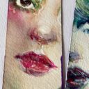 Zakladka papierowa Emerald Mist 1 ręcznie malowana akwarela