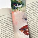 Zakładka papierowa „Różowa Wstążka III” - ręcznie malowana akwarela