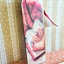 Zakładka do książki - Zaczytana kawoszka (drewno, decoupage)