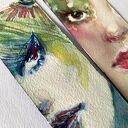 Zakladka papierowa Emerald Mist 1 ręcznie malowana akwarela