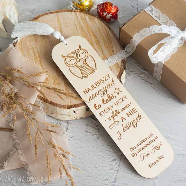 Prezent Dzień Nauczyciela zakładka z sową