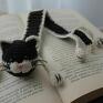 miłośników kotów zakładka do książki z sympatycznym kotem wykonana z włóczki dla mola książkowego kociarzy