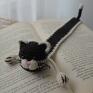 białe zakładki kot do książki czarny kotek