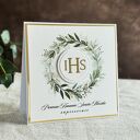 Eleganckie zaproszenia komunijne - wzór 73C (białe i złote, personalizowane)